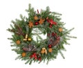 Christmas homemade wreath ÃÂ¢Ã¢âÂ¬Ã¢â¬Â¹ÃÂ¢Ã¢âÂ¬Ã¢â¬Â¹from fir tree branches isolated Royalty Free Stock Photo